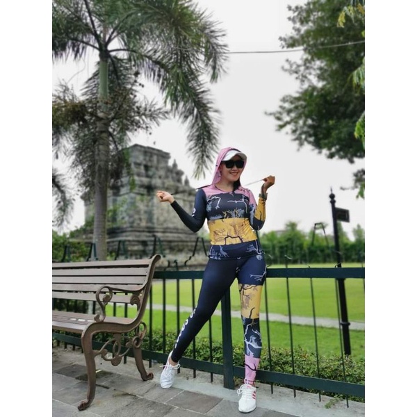 Pakaian Olahraga Wanita SXB SPORT LION ROOTS LONG SLEEVE HOODIE AND LEGGING