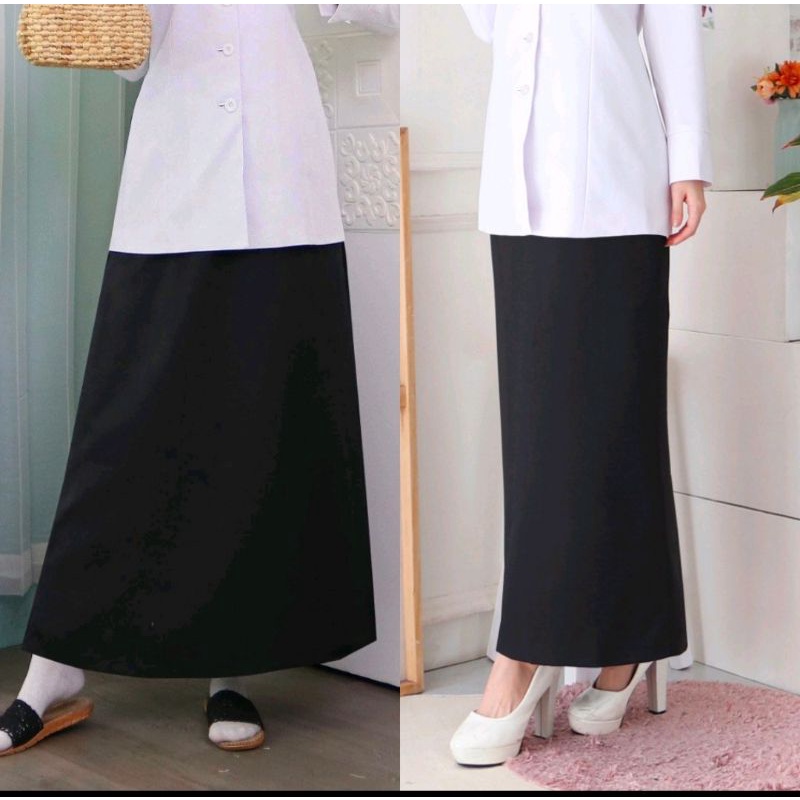 ROK HITAM KANTOR WANITA/ROK PANJANG HITAM / ROK BAHAN HITAM/ROK MAGANG BAHAN BAGUS NYAMAN D PAKAI