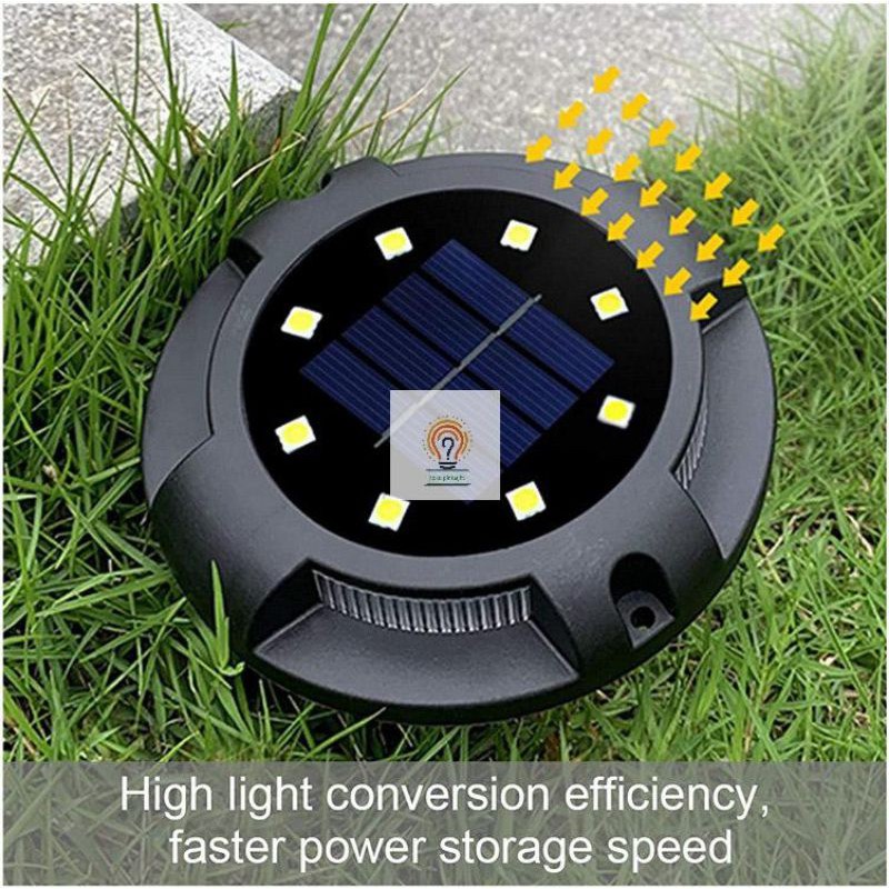 Lampu Taman Bulat Tangga Tancap Pavling Solar Cell Panel Tenaga Surya 8+4 LED Outdoor Matahari Mood