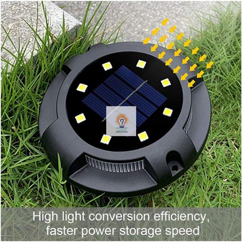 Lampu Taman Bulat Tangga Tancap Pavling Solar Cell Panel Tenaga Surya 8+4 LED Outdoor Matahari Mood