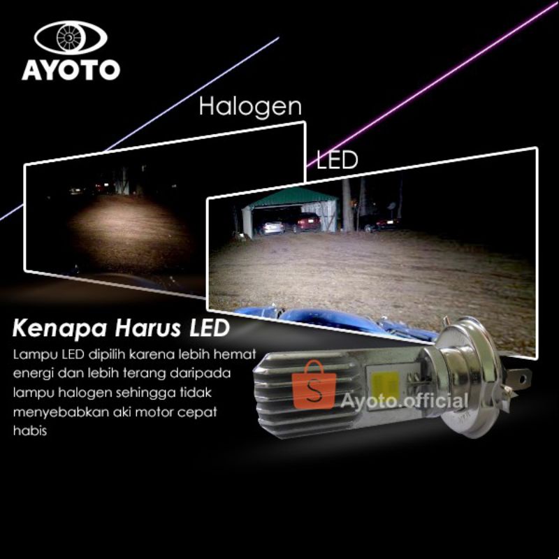 AYOTO LAMPU MOTOR  DEPAN LED HEADLAMP LED H4  AC DC M3A ORIGINAL