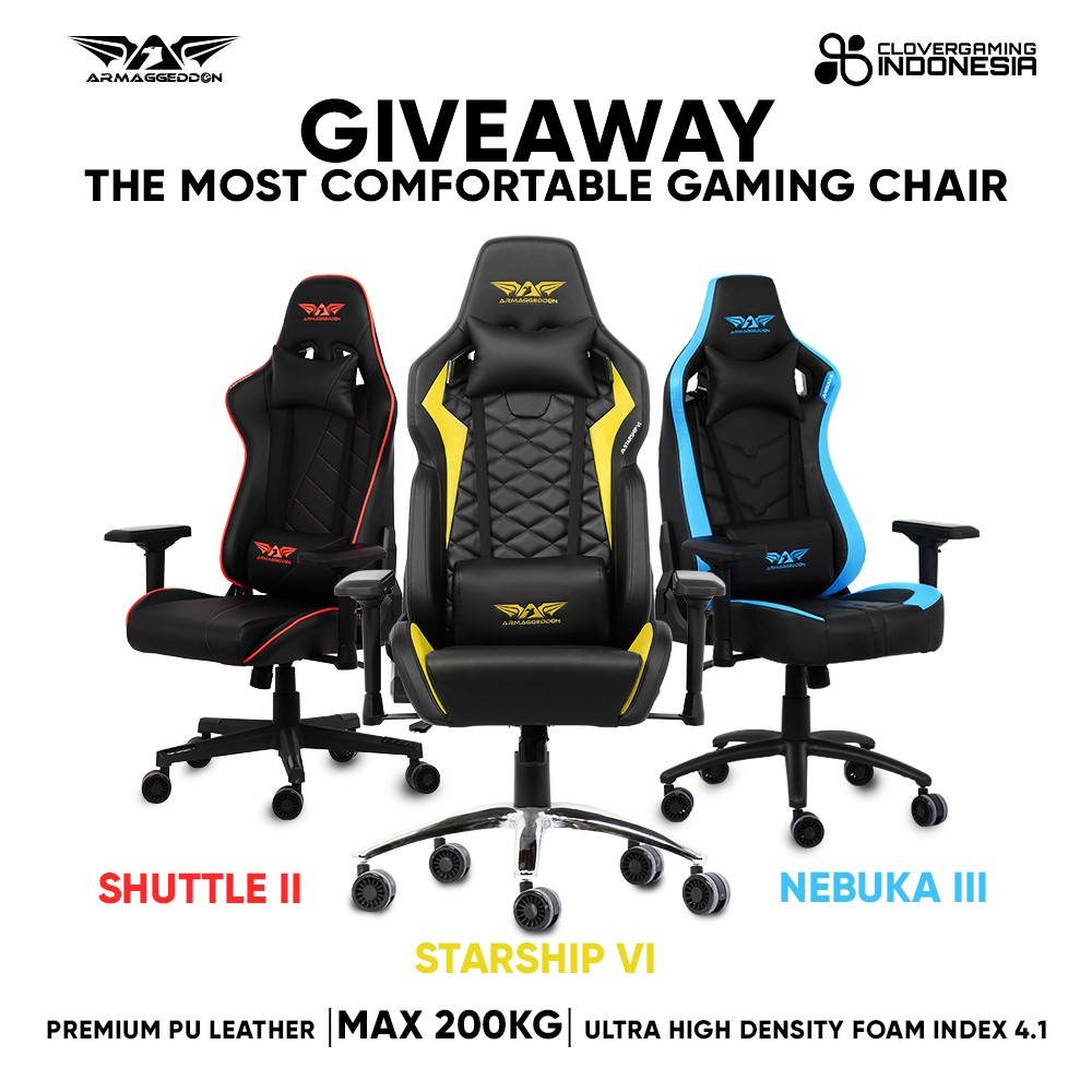 Armaggeddon Kursi Gaming Chair Shuttle Premium Pu Leather Quality Max 200kg Shopee Indonesia