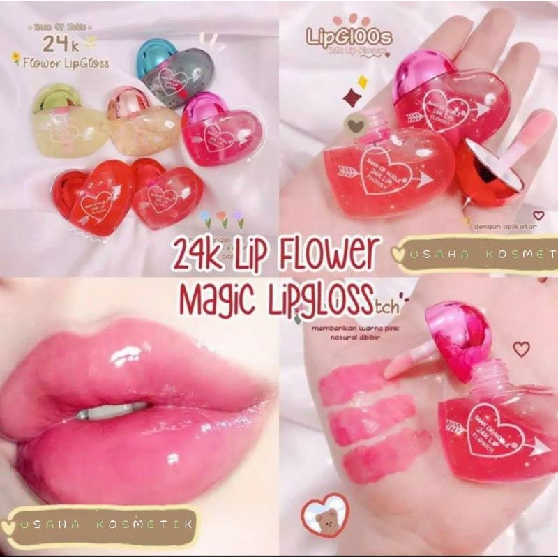 BEST SELLER!! LIP OIL/LIP GLOSS IMAN OF NOBLE BENTUK LOVE L010-2 24K LIP FLOWER