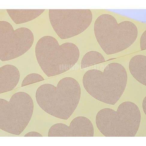 Paper Tags Sticker Label - Blank Heart Kraft Paper (1sheet/12pcs)