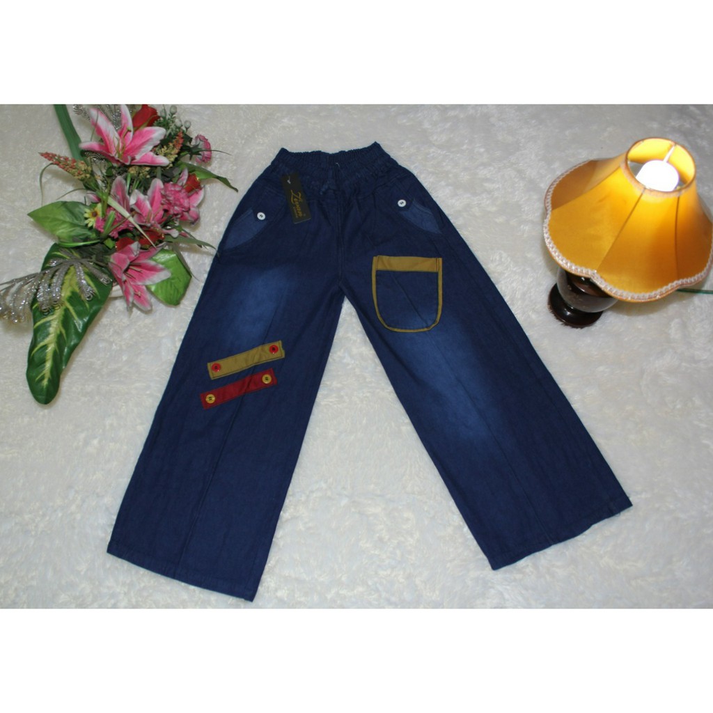 Celana Jeans / Celana Kulot Jeans / Celana Kulot Anak Bahan Jeans Ukuran M L XL Dan Tanggung (5-14 tahun)