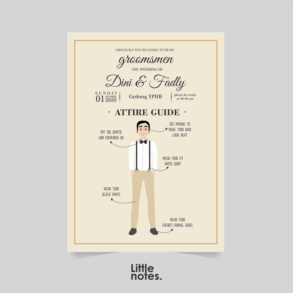 

ATTIRE GUIDE CARD / BRIDESMAID CARD