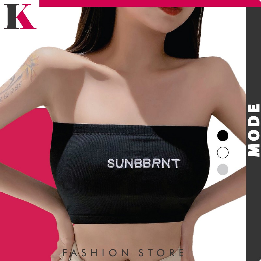 Tanktop Kemben Atasan Wanita Polos Tanpa Tali Dengan Cup Busa / Crop Tengtop Bra Cewek Kekinian Kmod