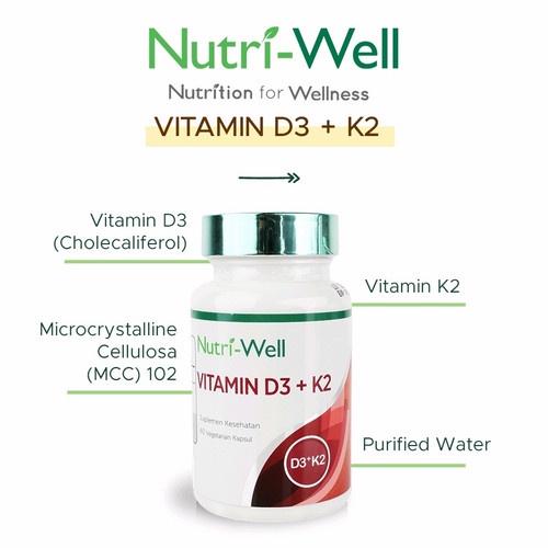 ORIGINAL Nutriwell Vitamin D3 1000 IU 90s BPOM / Nutri-Well Vitamin Imunitas Tulang / LEDI MART