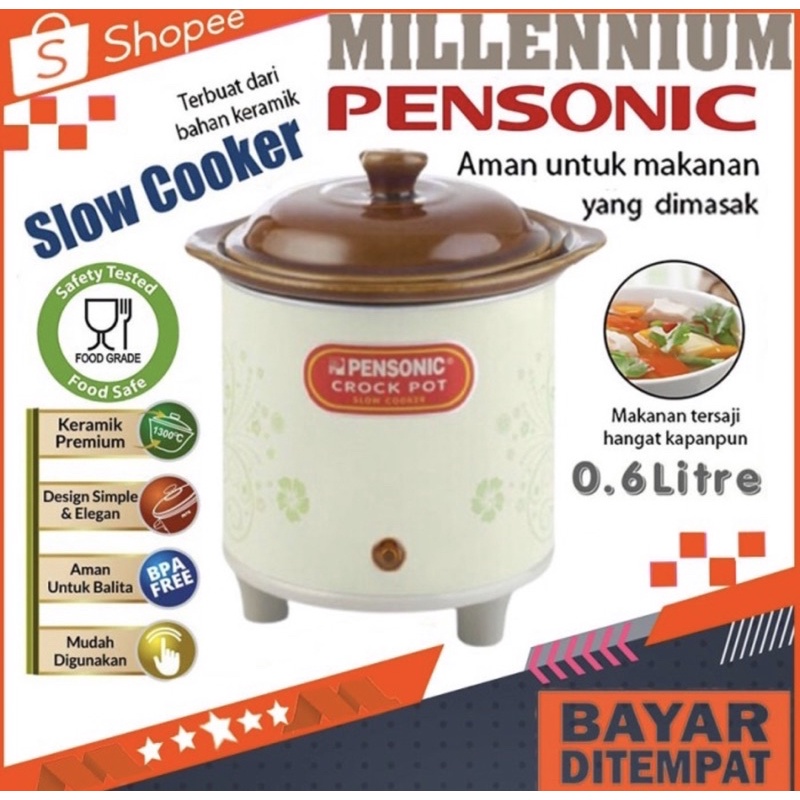 Slow Cooker Pensonic PSC - 82 kemarik pembuat bubur bayi 0,6 liter murah promo