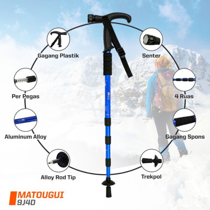 PROMO - TREKKING POLE 4 RUAS TP8102 - TONGKAT SENTER HIKING GUNUNG