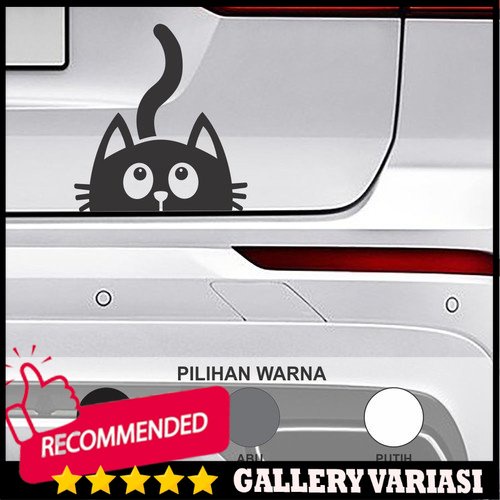 Cutting Sticker Mobil Kucing Intip Ekor Sticker Body Mobil - Hitam