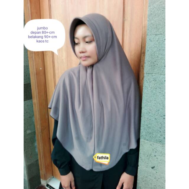 1 PCS Jilbab/hijab bergo jumbo instan  cantik bahan kaos tc tebal size jumbo