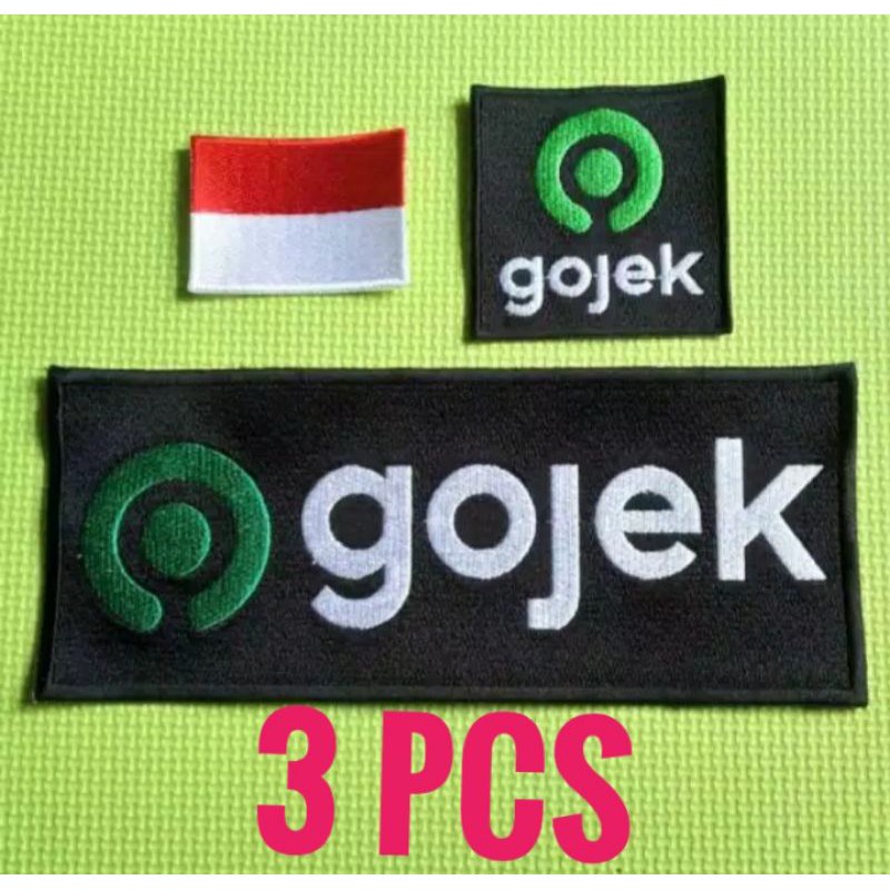 bordir logo gojek untuk jaket, rompi, dan baju emblem gojek bordir