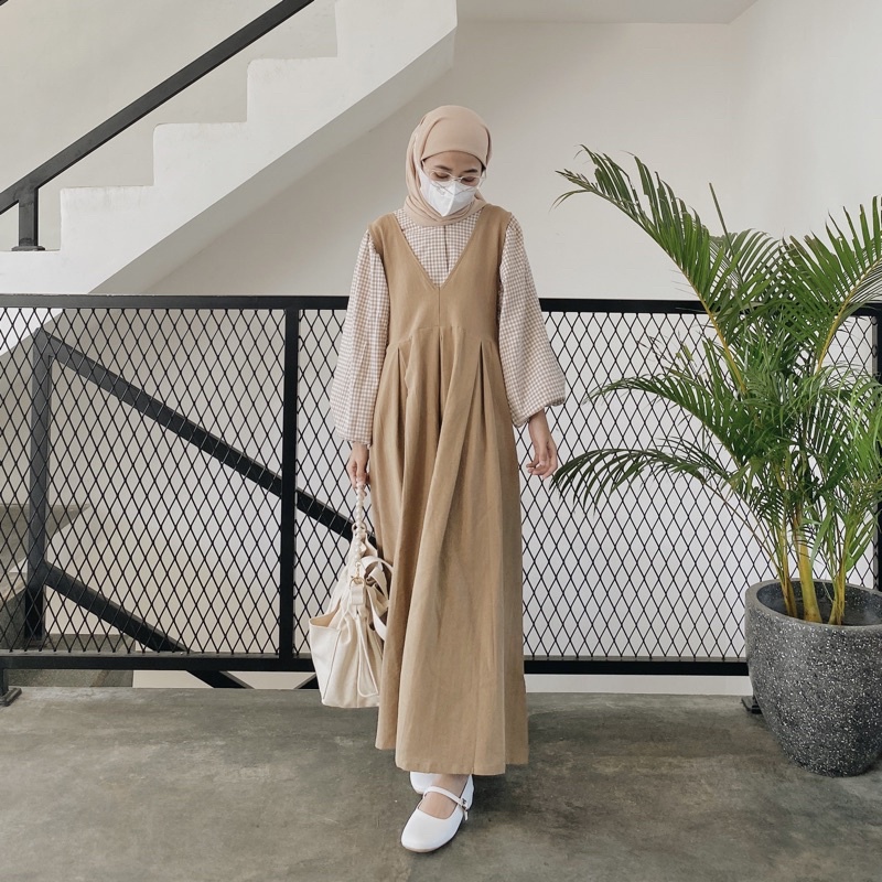 BEFAST - ZRX OOTD Overral ROSE / KEEVA MIDI DRESS / LongDress Wanita Remaja ABG / Dress Leher V / Pakaian Wanita Muslimah / Dress Maxy Lengan Panjang / Fashion Wanita Hijab Casua / LongDress Polos / OOTD Ala Style Wanita Korean