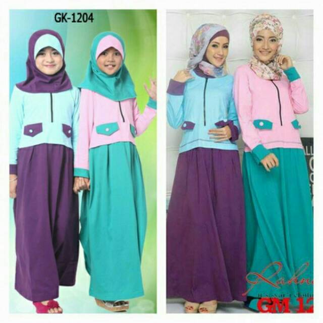 Rahnem Diskon s/d 30% - Gamis GM 1204 & Couple Sarimbit Pasangan Ibu Anak