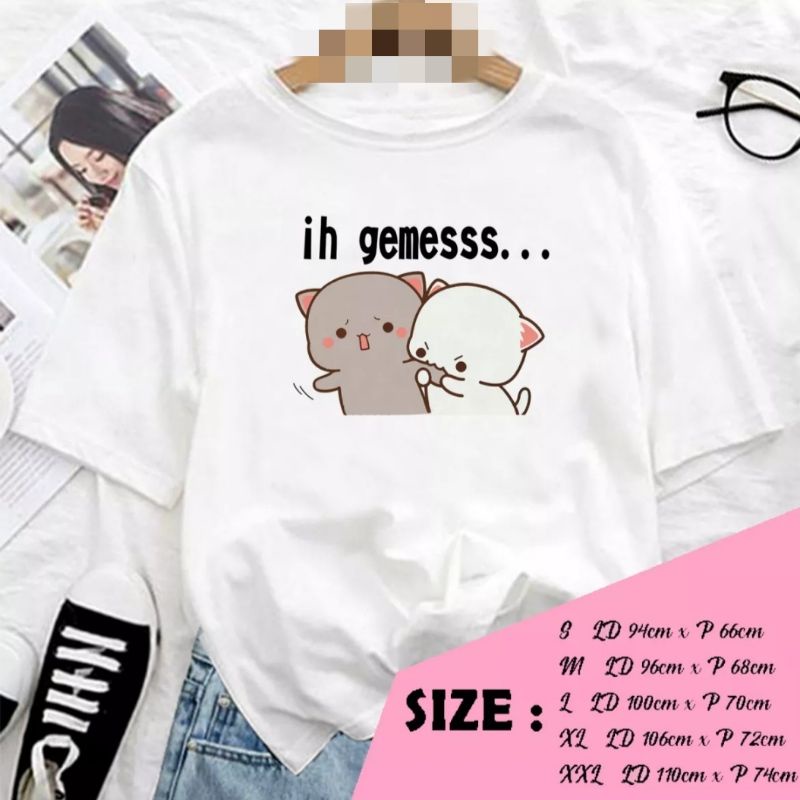 Kaos peach ih gemes bahan katun fit to XXL