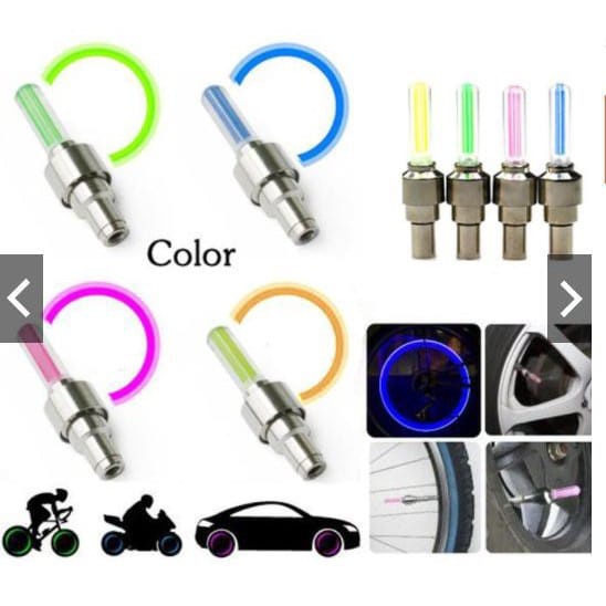Tutup Pentil LED lampu Hias Ban Sepeda Motor Mobil Warna Warni