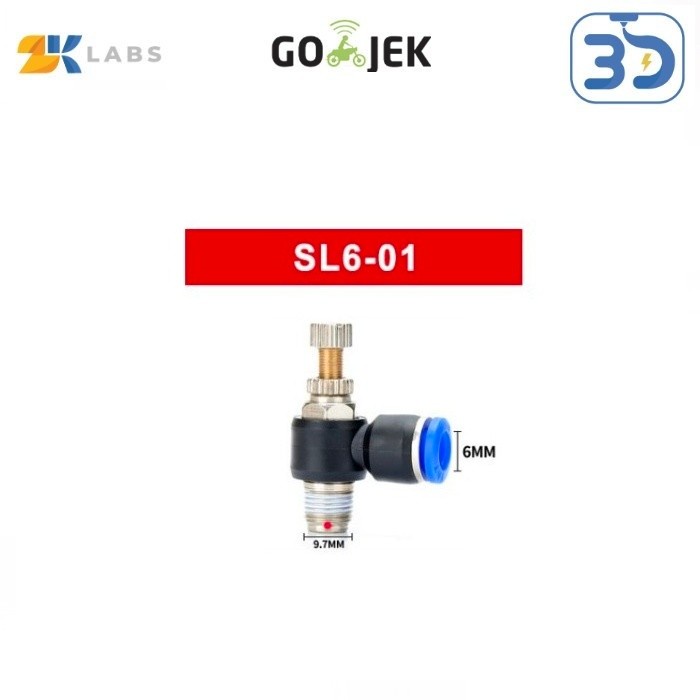 CO2 Laser Air Flow Speed Control Pneumatic Connector SL6-01 Drat 1/8&quot;