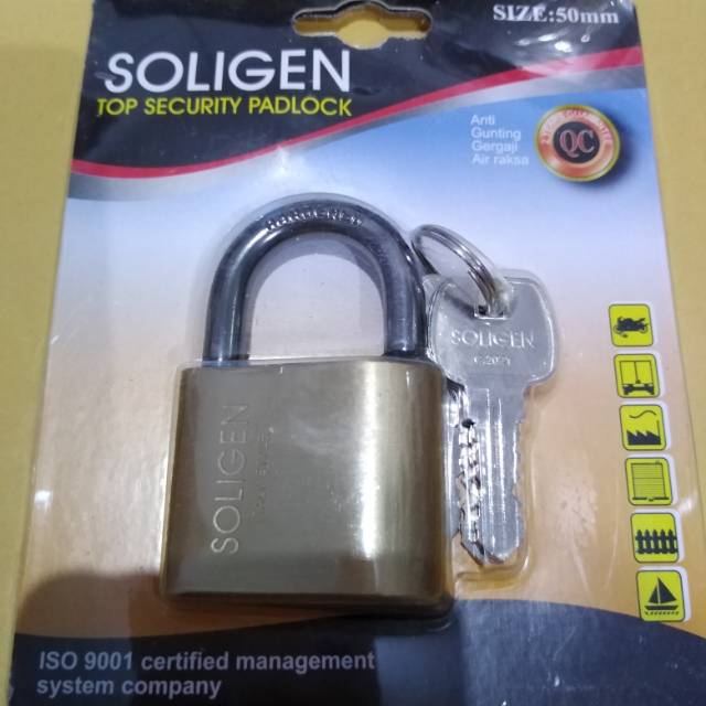 GEMBOK 50 PENDEK SOLIGEN ANTI CAIRAN ANTI GERGAJI 50 MILI