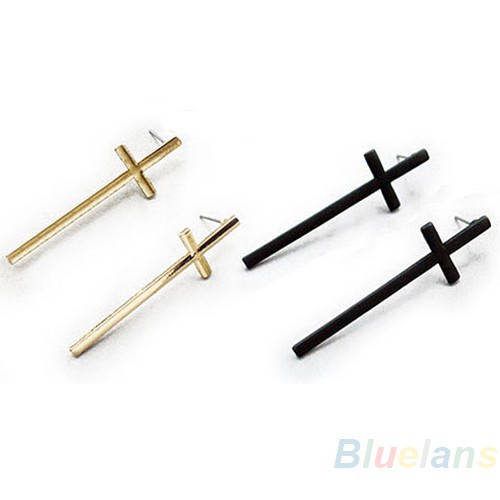 Anting Unisex Model Stud Bersilang Cocok Untuk Hadiah