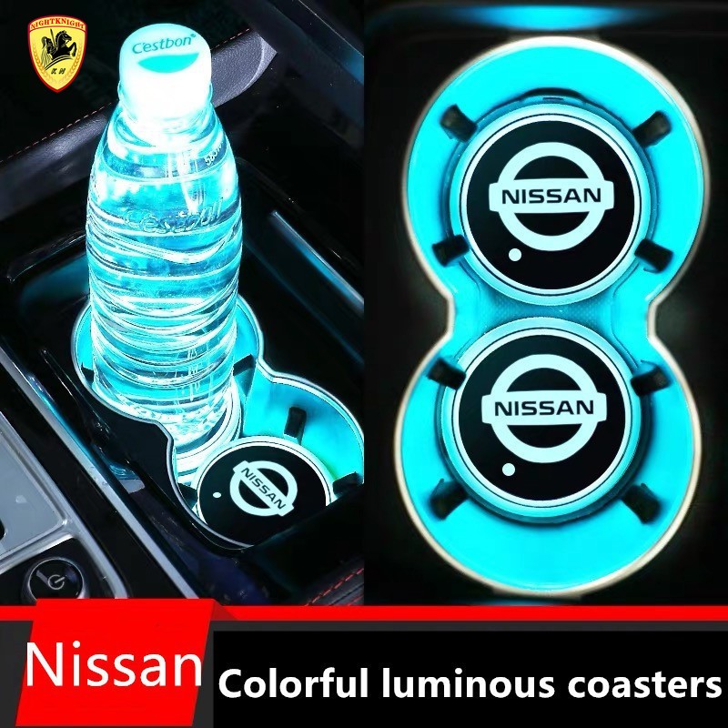 Mobil tatakan air Penutup Mobil Alur Alas Piala Air Pad Lampu Led Warna-warni for Nissan Terra Navara Almera Patrol royale X-Trail Sylphy JUKE Leaf