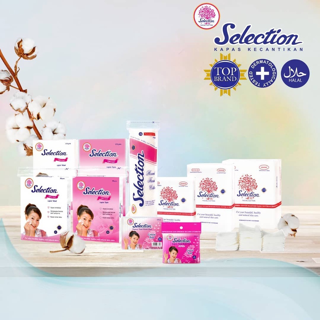 SELECTION Kapas Kecantikan Tebal, Tipis, Oval, Kotak / Cutton Bud / korek kuping Kosmetik