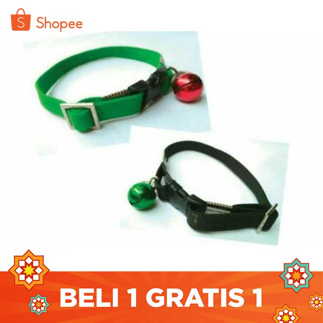 BUY 1 GET 1 !!! Kalung lonceng polos tali 2 CM tebal untuk anjing kucing