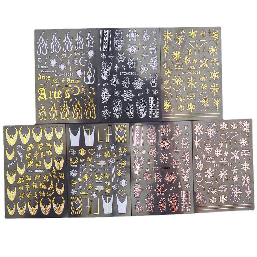 MXBEAUTY Stiker Kuku Natal Wanita Fashion Cinta Hati Manikur Aksesoris Snowman Nail Art Dekorasi