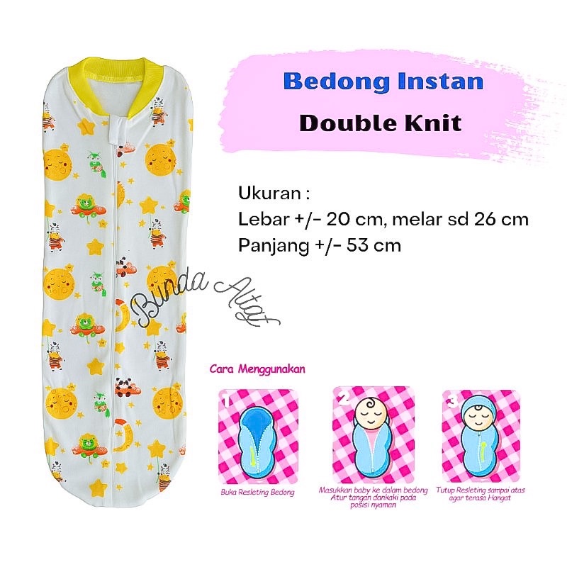 Bedong Bayi Instan Double Knit Lembut - Perlengkapan Bayi Baru Lahir [ Bunda Altaf ]