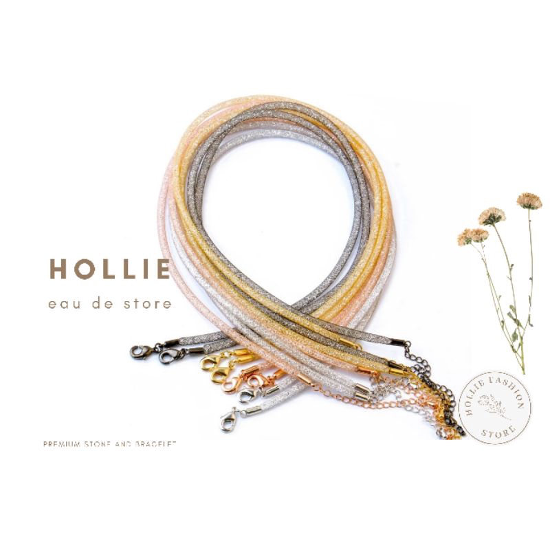 Kalung Tali Gliter Swarovski Untuk Wanita Kekinian Tali Kawat Crystal Glither Bahan Liontin Emas Asl