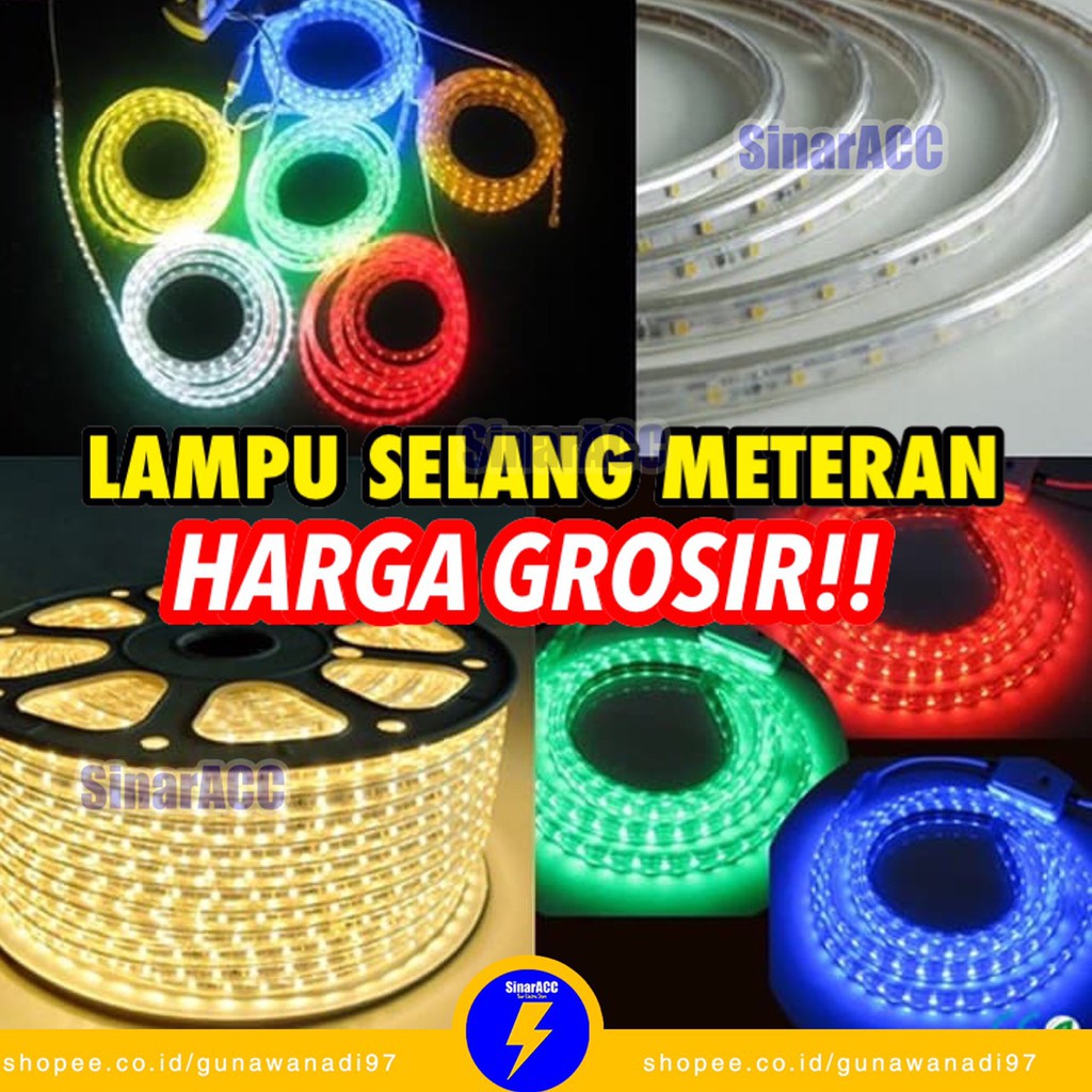 Lampu Led Strip Selang SMD 5050 AC 220V METERAN OUTDOOR INDOOR per meter lampu tik tok warna warni