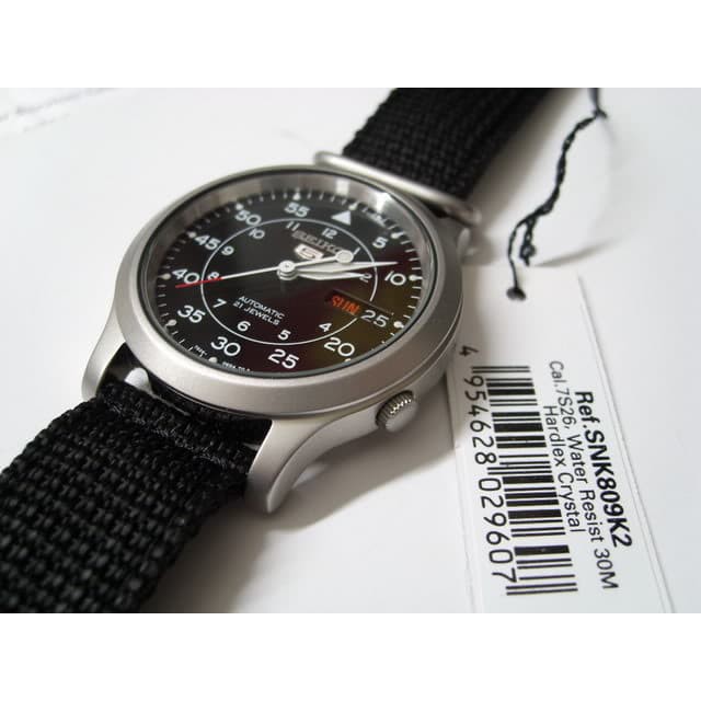 Seiko 5 Snk809K2 Automatic 21 Jewels Black Military Nylon Strap