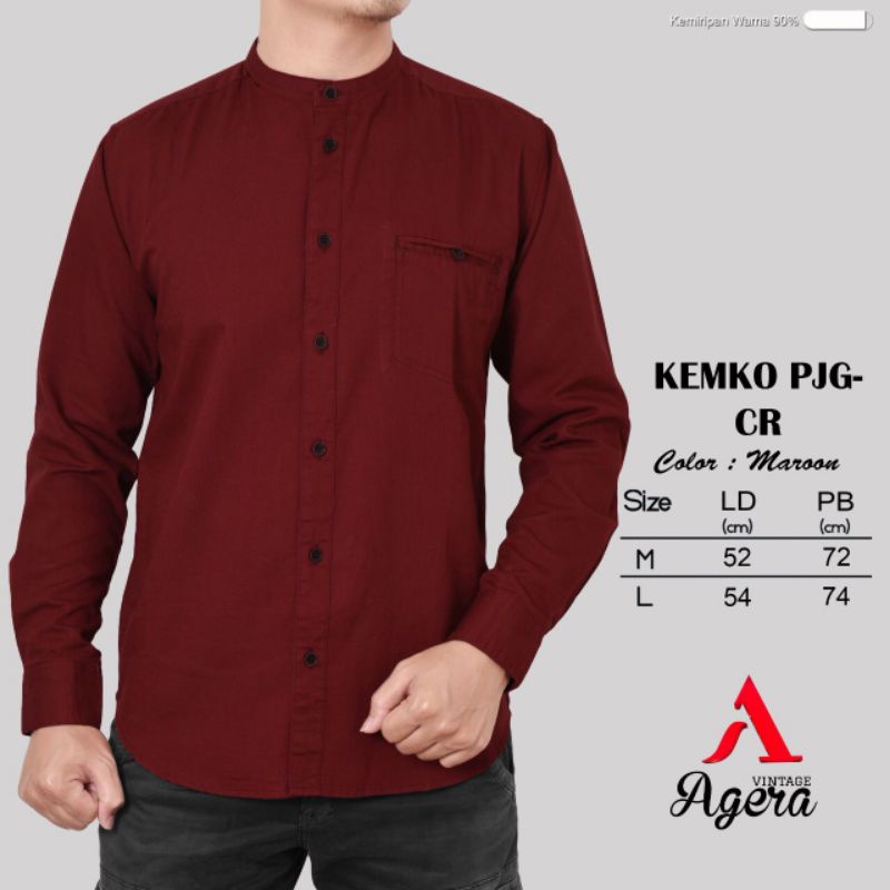 [ MR ] BAJU KEMEJA KOKO KEMKO PRIA LENGAN PANJANG FULL KANCING WARNA TERBARU AGERA MR