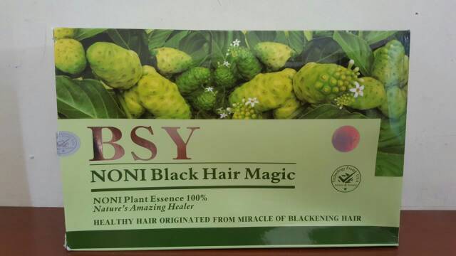 BSY Noni Black Hair Magic Shampo - BPOM dan Halal - ASLI PER BOX 20 SACHET