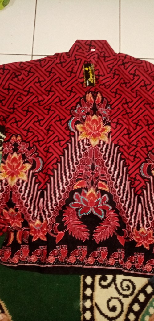 Batik Couple Keluarga Sania Ruffle Ori Ndoro Jowi Dnt Motif Bata Merah