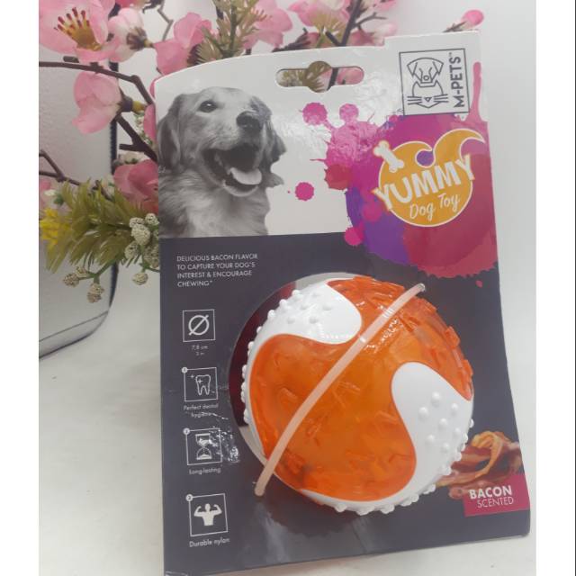 Mainan anjing yummy ball bacon flavour - M-Pets dog toy