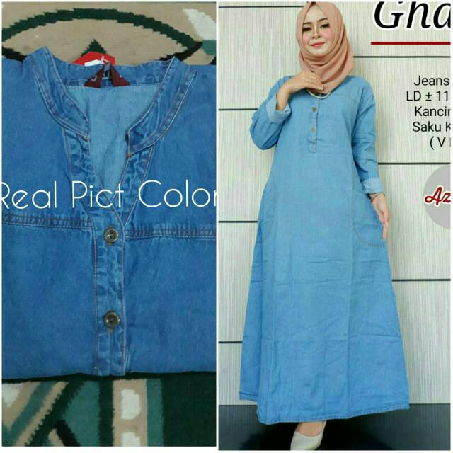 Gamis Jeans JUMBO Ghanie LD 110cm  Shopee Indonesia