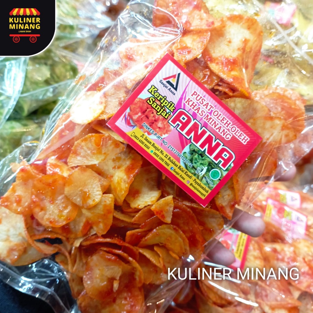 

Kerupuk Balado Anna Oleh-Oleh Asli Cemilan Kampung Makanan Khas Payakumbuh Padang Jajanan Snack Kuliner Minang Kabau AX00