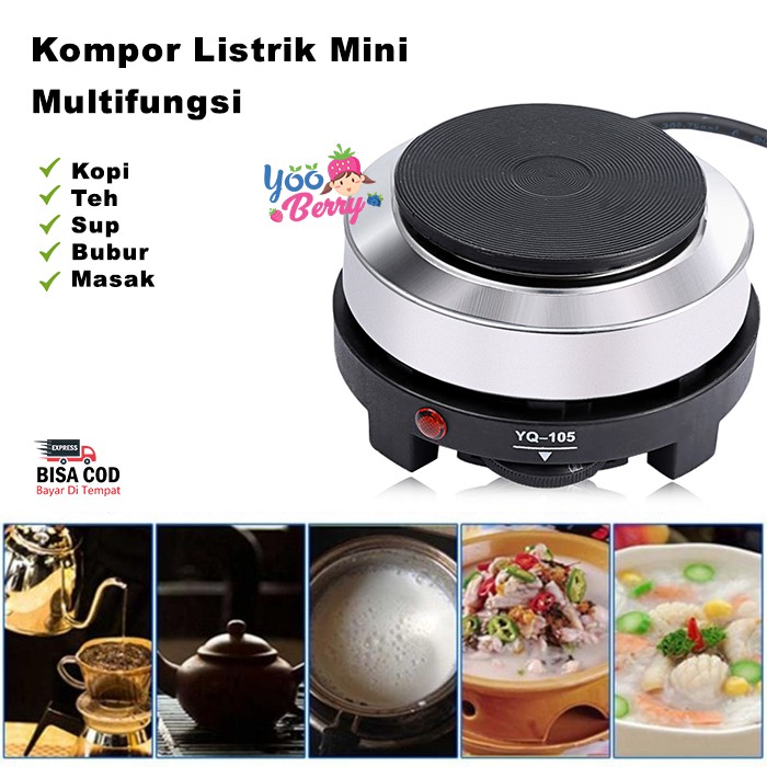 Mokhastock Kompor Listrik Mini Multifungsi Electric Cooking Stove MokaPot Kopi Teh Berry Mart