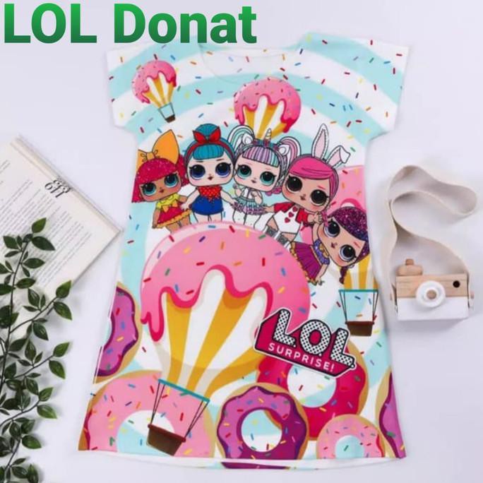 L7- Dress Anak Perempuan / Baju Anak Bahan Scuba / Daster Anak /Baju Tidur - 4-5 Tahun, Lol Madu