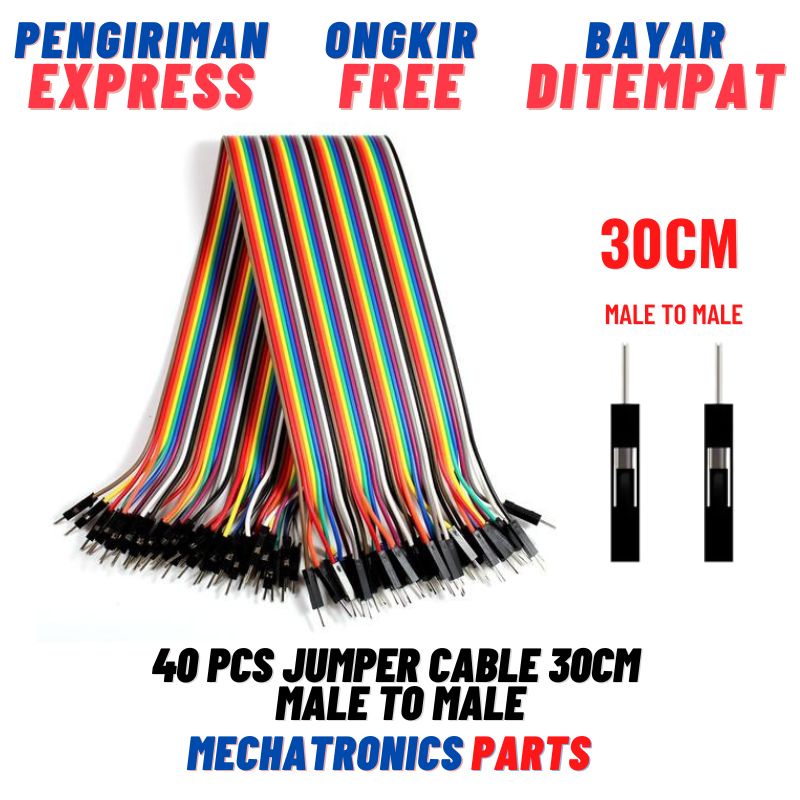 40PCS JUMPER CABLE KABEL 30CM MALE TO MALE DUPONT