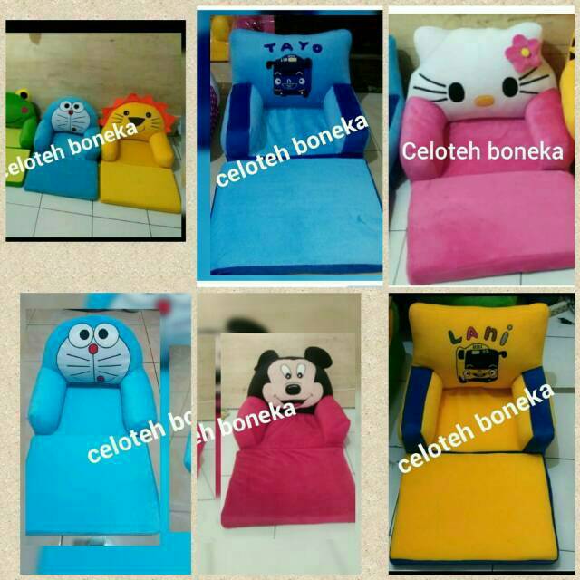 Sofa anak / sofa karakter / sofa lipat / sofa boneka / sofa lipat anak / sofa lipat aplikasi bordir