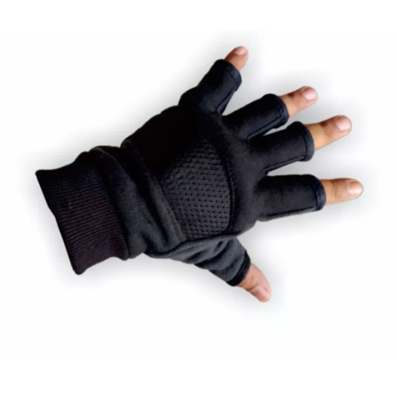 SARUNG TANGAN SETENGAH JARI/MOTOR CICLE GLOVES WARNA HITAM POLOS PRIA DAN WANITA