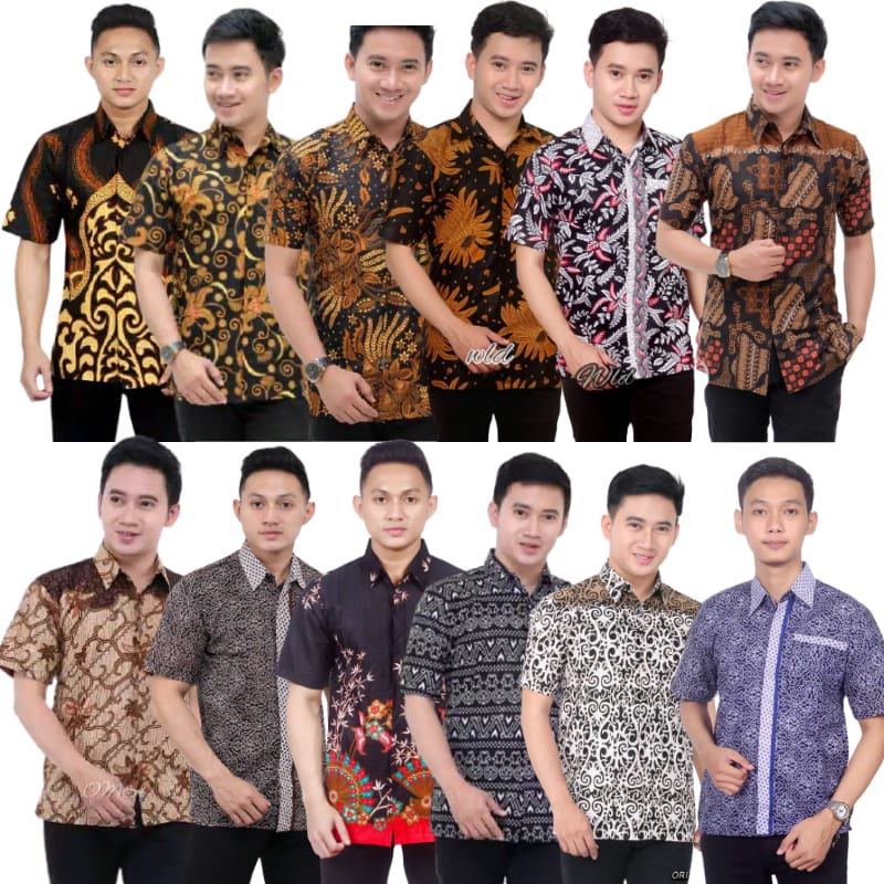 KEMEJA BATIK PRIA LENGAN PENDEK SIZE M L XL XXL BSWART BatiK HRB026 Kenongo Hem Panjang Padi