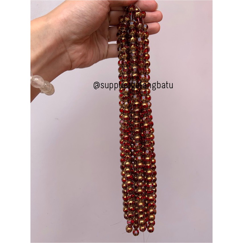 kristal BINGKAI GOLD 10mm merah bahan spacer gelang kalung pembatas