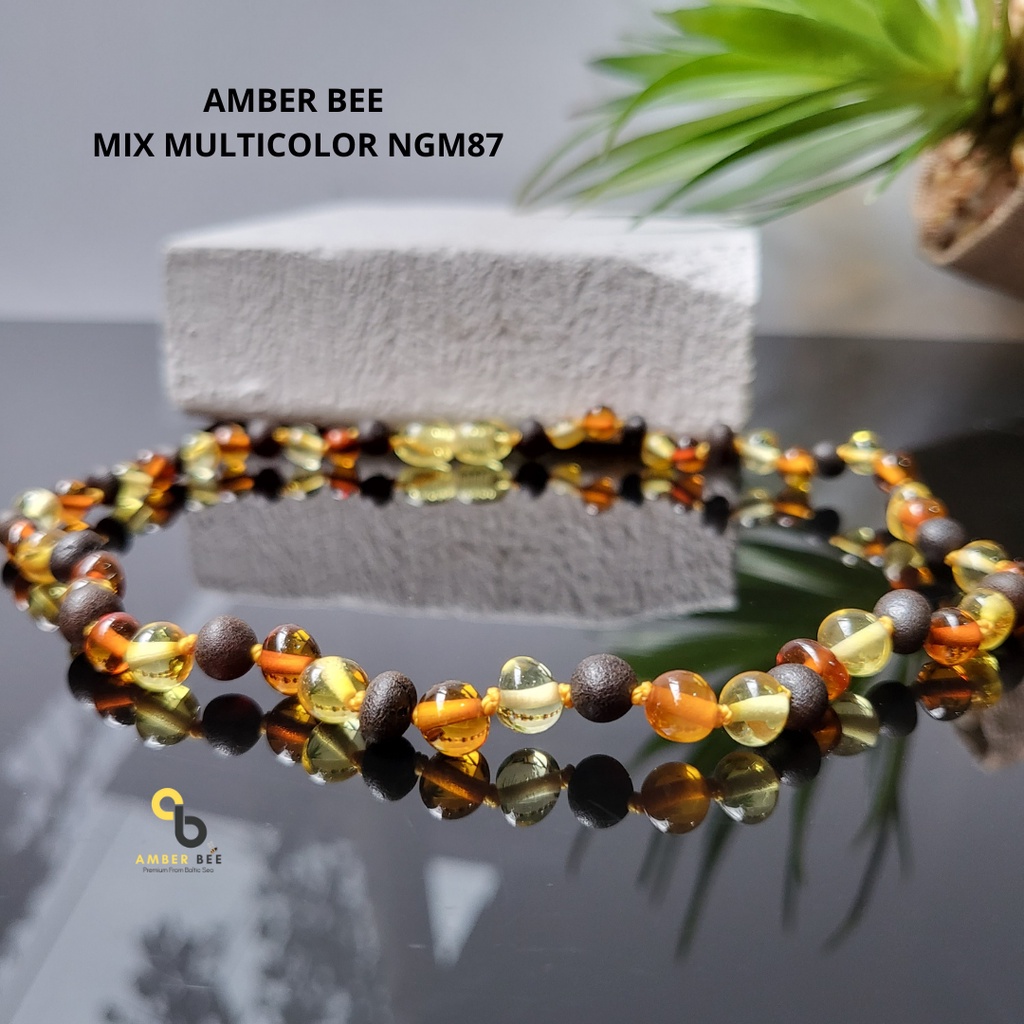 Kalung Gelang Amber ORI Baltic Anak Premium Glossy Multicolor NGM87