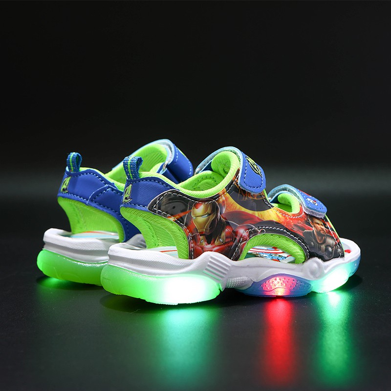 Sepatu SANDAL Anak Laki-laki LED IMPORT Model AVENGER Terbaru IRON MAN 001