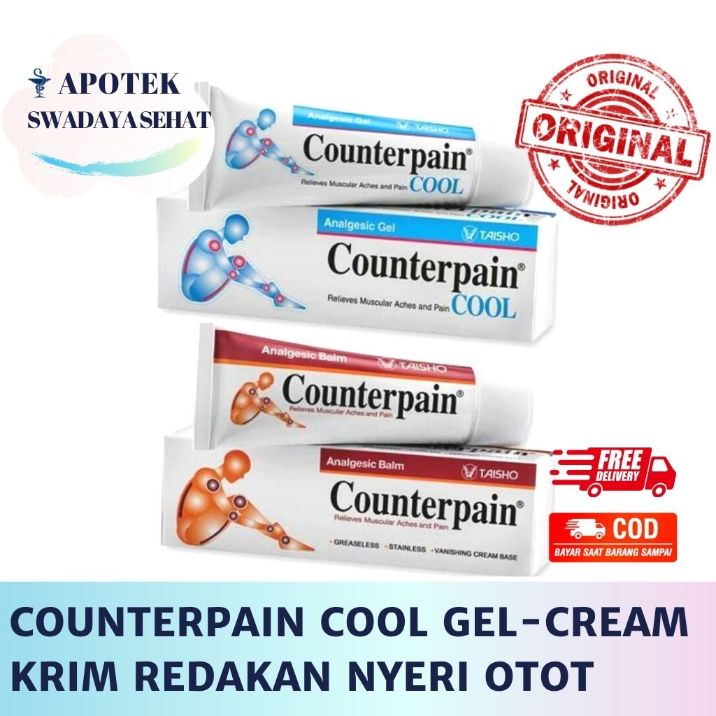 COUNTERPAIN COOL GEL 30 GR BIRU - CREAM COKLAT 15 GR - Krim Nyeri Otot Sendi Pegal Linu 5 GR Keseleo Counter Pain