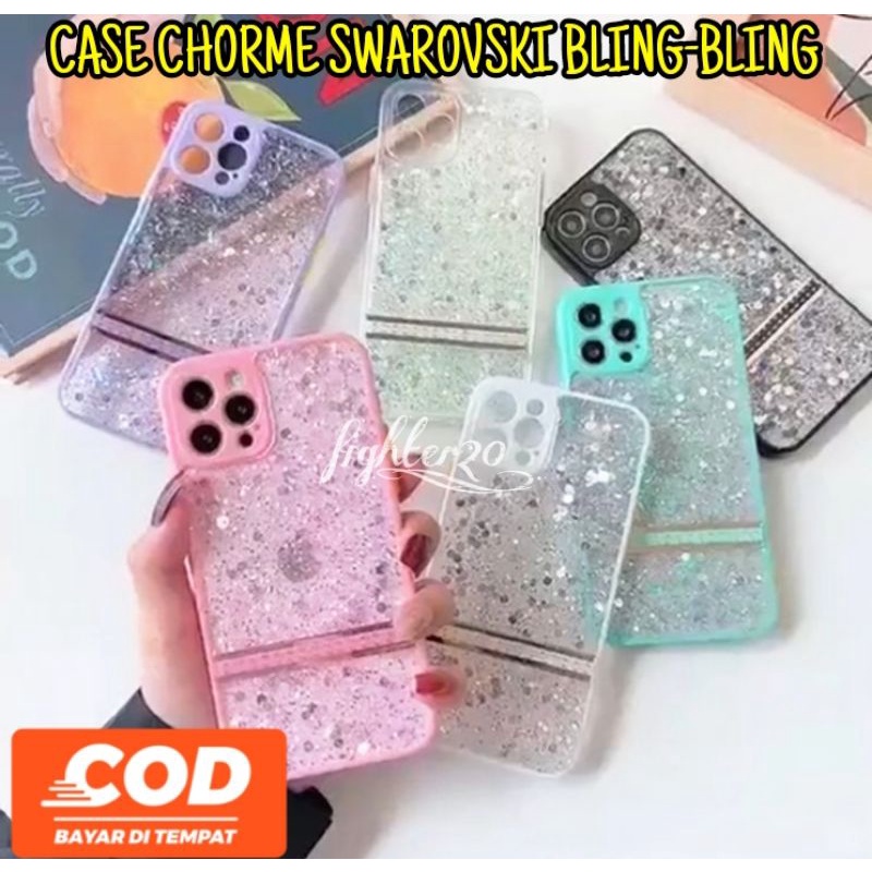OPPO A15 Case Glitter Chorme Swarovski Terbaru
