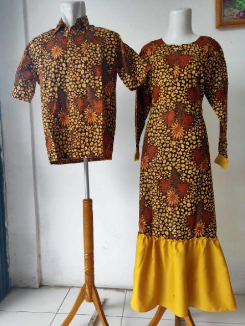 Cople Pria Wanita Gamis Batik Meisya Style // Batik Rampel // 2762 // Tunggal Terbaru